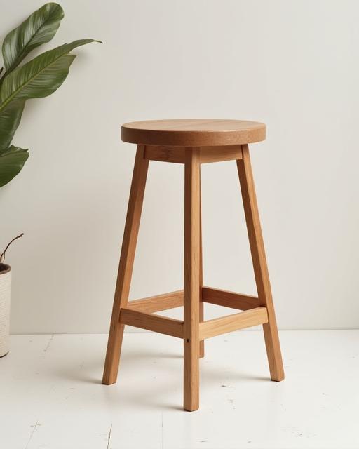 Taburete alto de cocina con diseño de tres patas.